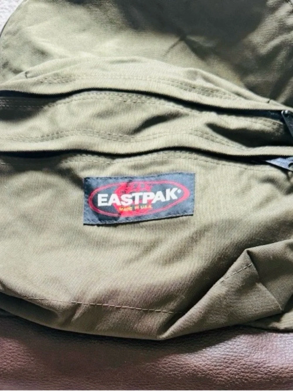 Eastpak Olive Green Backpack with Brown Base - Casual Everyday Pack